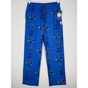 NEW Life is Good Mens L Blue Camping Jake Pajama Pants Lounge Sleepwear Pockets